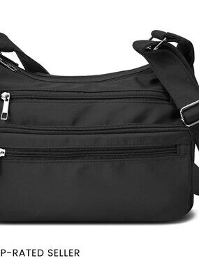 Nylon Crossbody Bag Multi Pocket RFID Travel Handbag Lightweight Adjustable